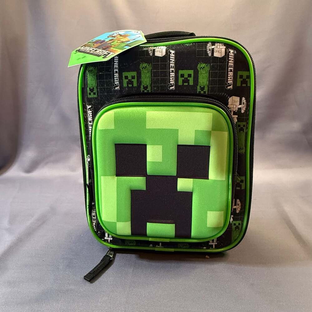 Minecraft Creeper Insulated Lunch Box Bag with Front Pocket